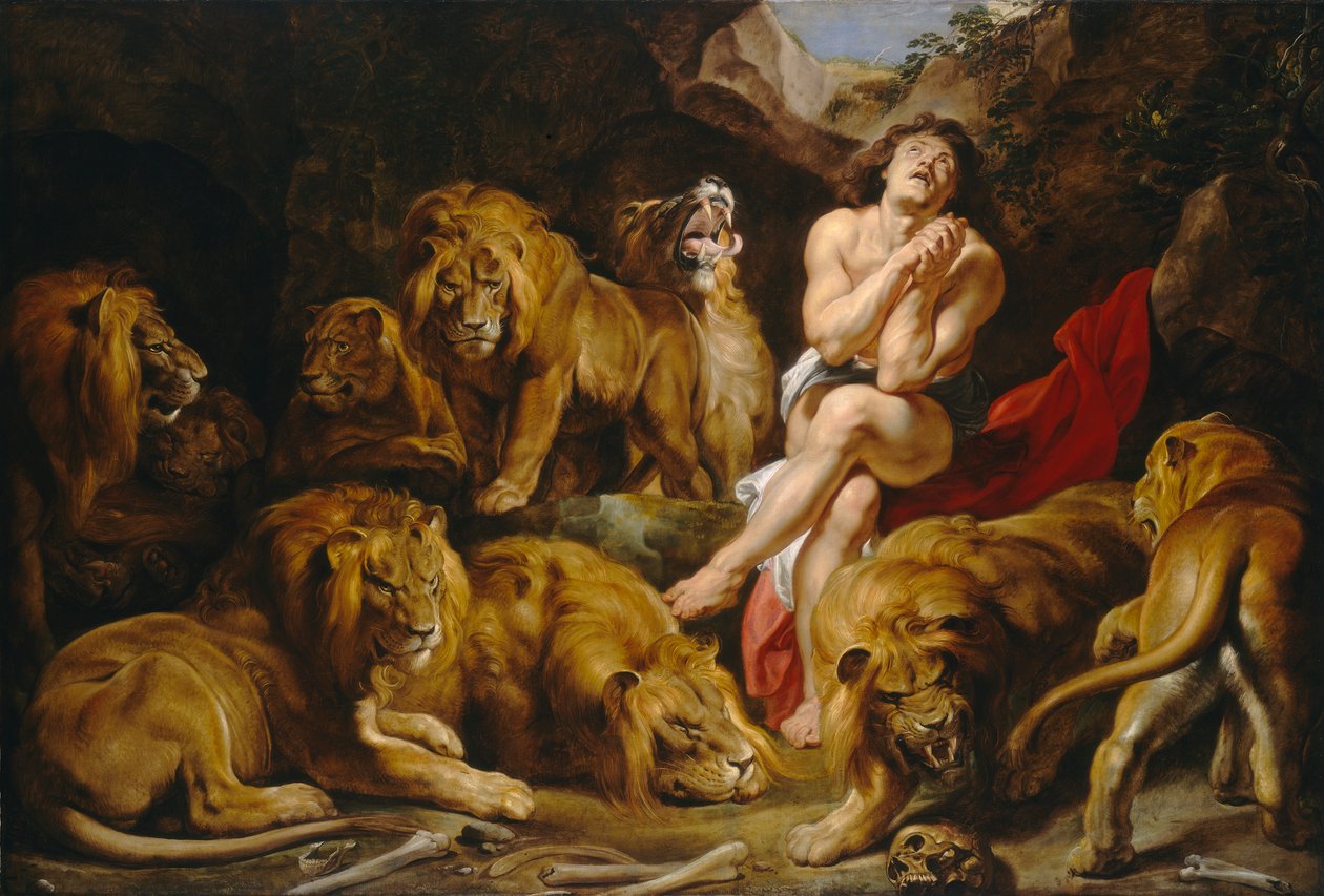 Daniel and the Lions Den, c.1615 (olej na plátně) od Peter Paul Rubens