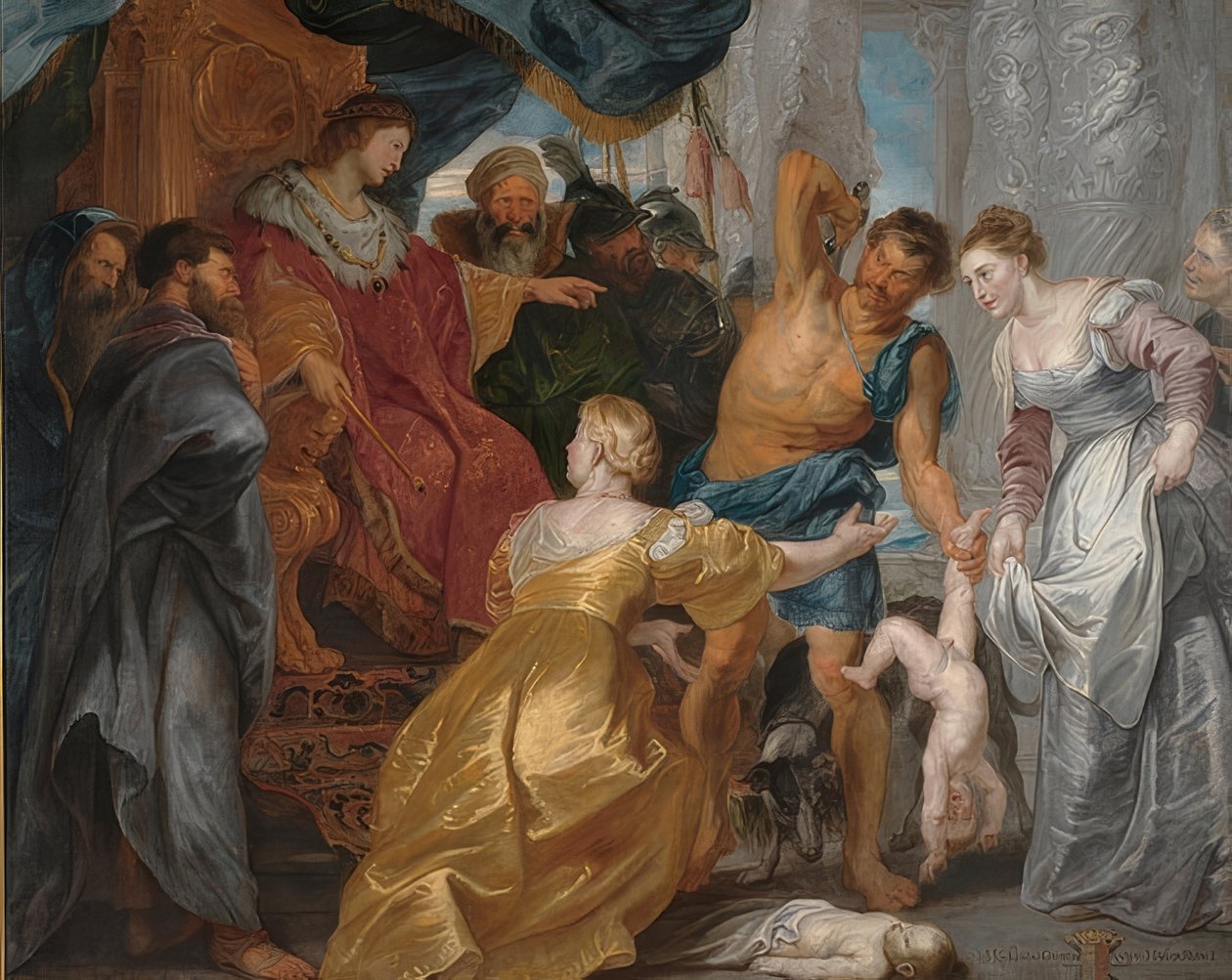 Soud krále Šalamouna. Kolem roku 1617 od Peter Paul Rubens