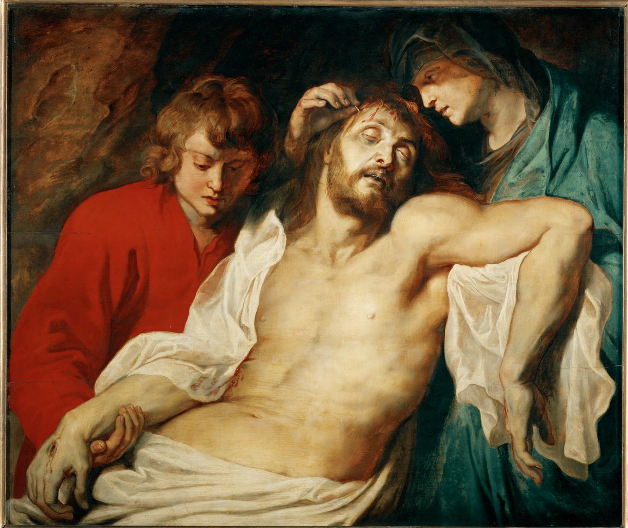 Deplorace se svatou Marií a svatým Janem apoštolem, asi 1614-15 (malba na dubovém dřevě) od Peter Paul Rubens