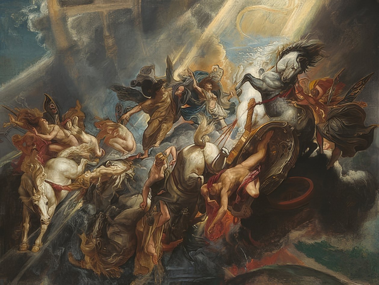 Pád Phaethonu. Revidováno kolem 1604/05, pravděpodobně kolem 1606/08 od Peter Paul Rubens