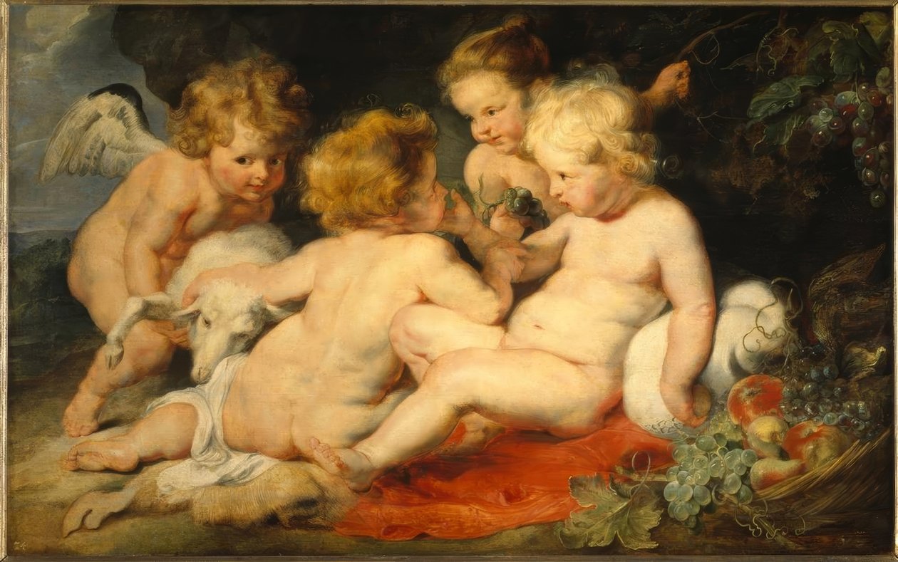 Malý Ježíšek s chlapcem Janem a dvěma anděly od Peter Paul Rubens