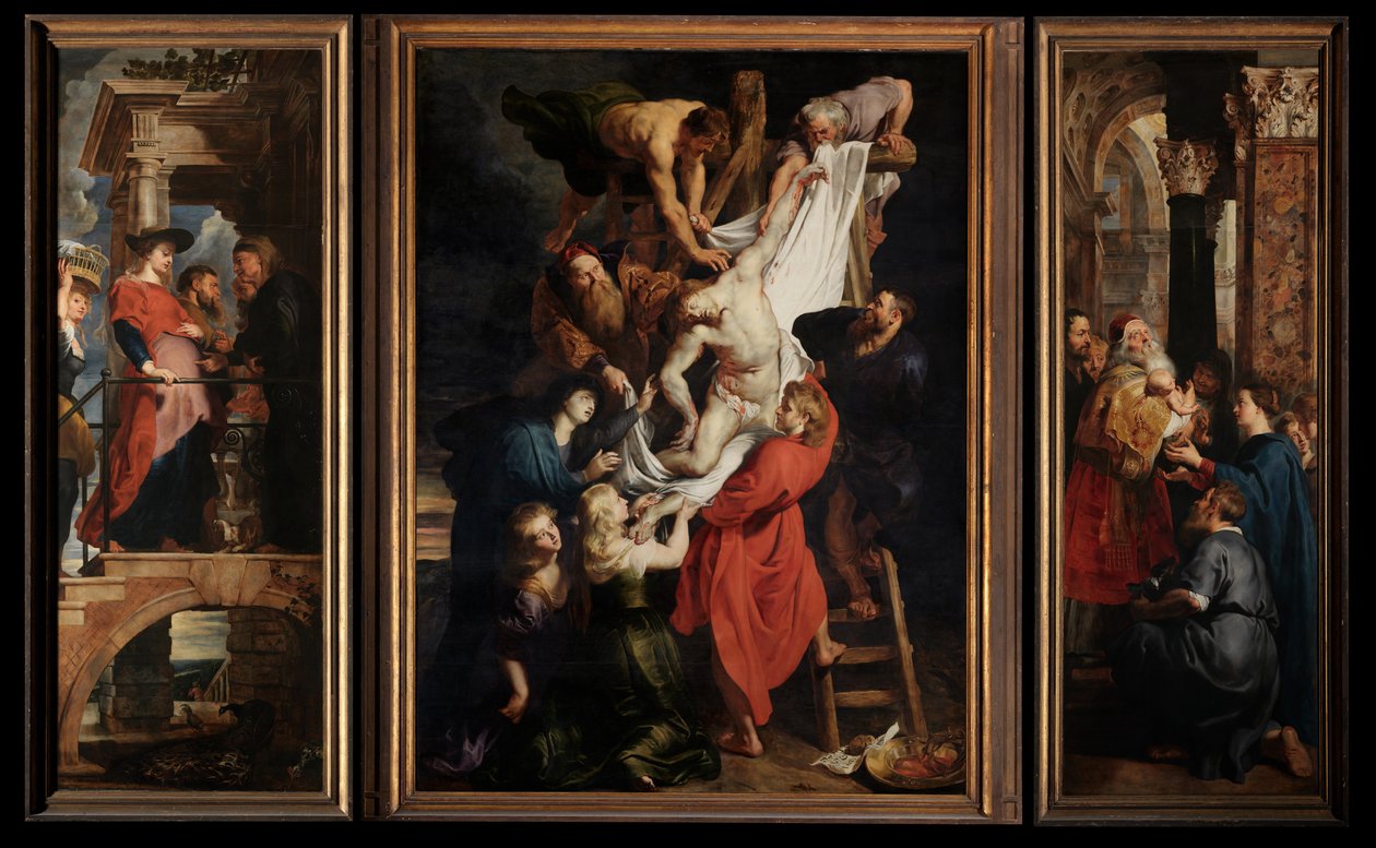 Sestup z kříže, kolem 1612-14 (olej na panelu) od Peter Paul Rubens