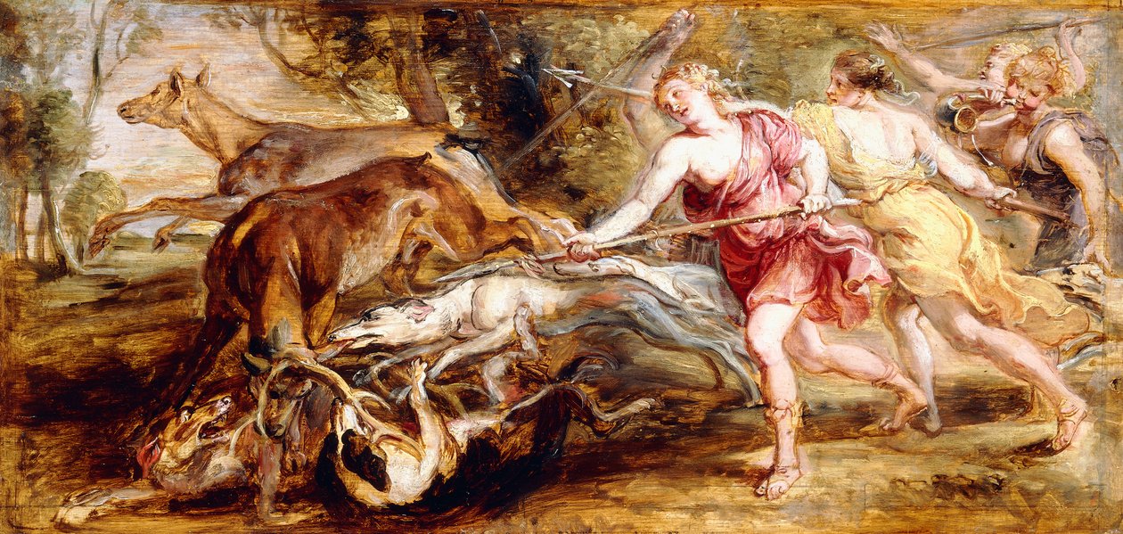 Diana a její lov nymf - modelka, od Peter Paul Rubens