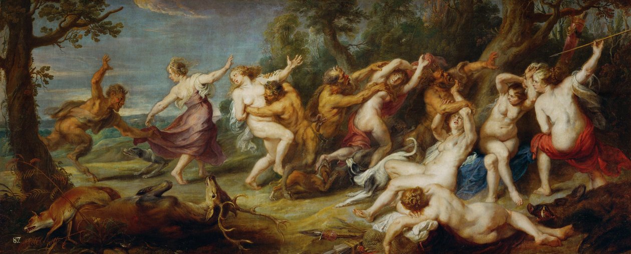 Diana a její nymfy objevené satyry, asi 1635 (malba na plátně) od Peter Paul Rubens