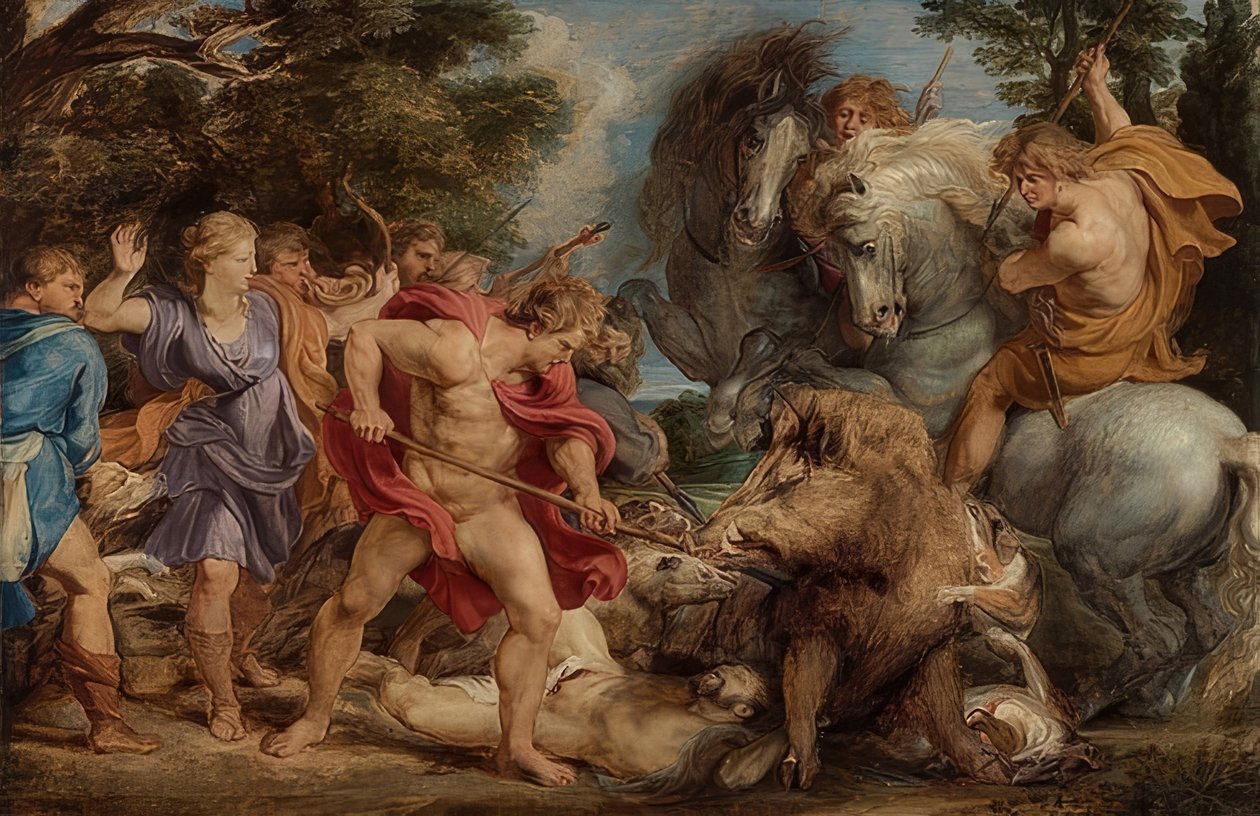 Hon na kalydonského kance. Kolem roku 1611-12 od Peter Paul Rubens