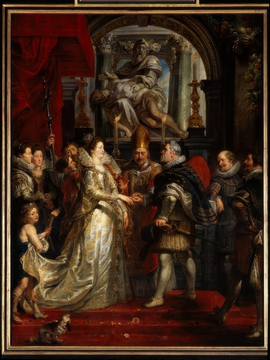 Sňatek princezny Marie Medicejské per procurationem s králem Jindřichem IV od Peter Paul Rubens