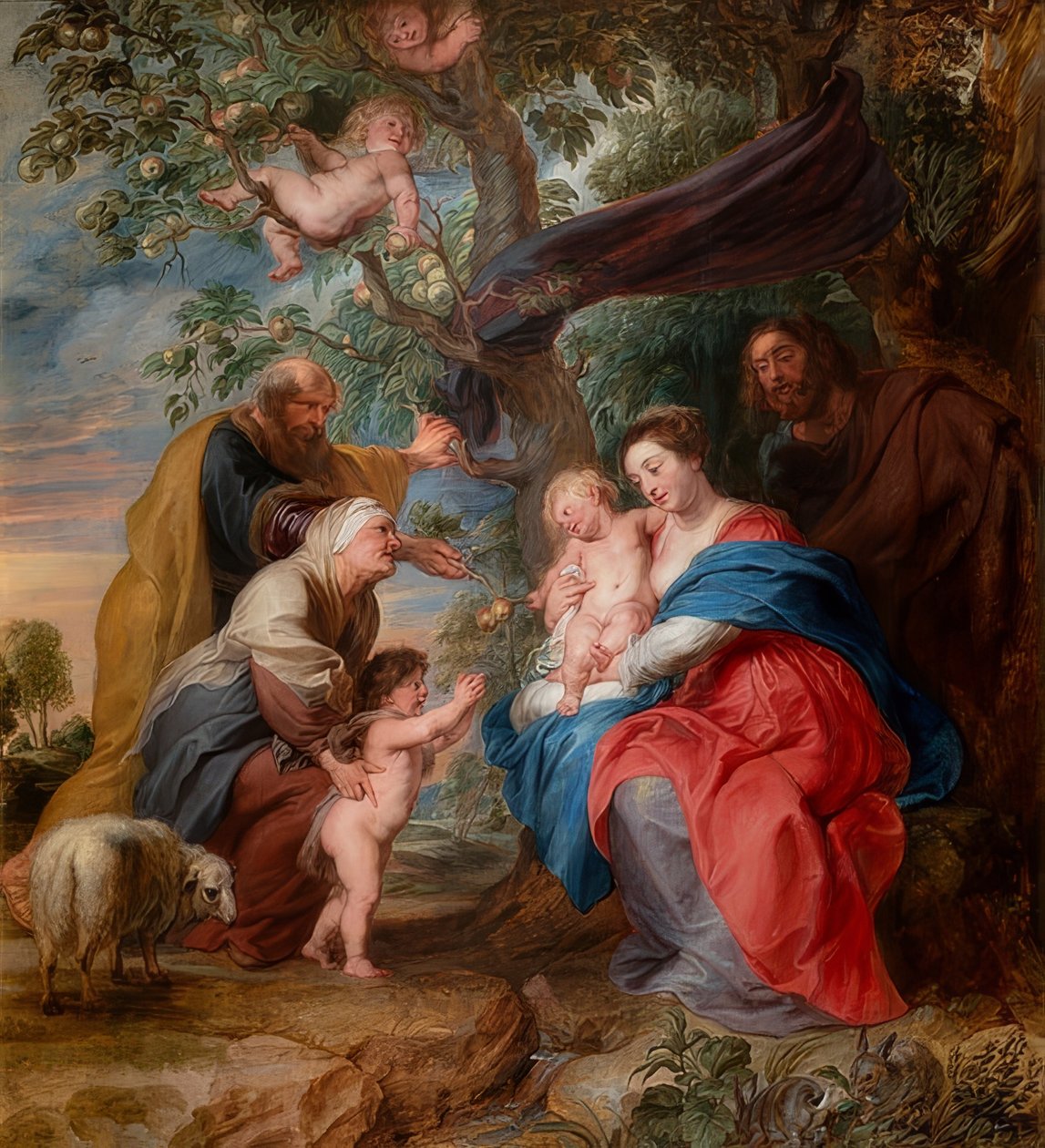 Svatá rodina pod jabloní. Kolem roku 1632 od Peter Paul Rubens