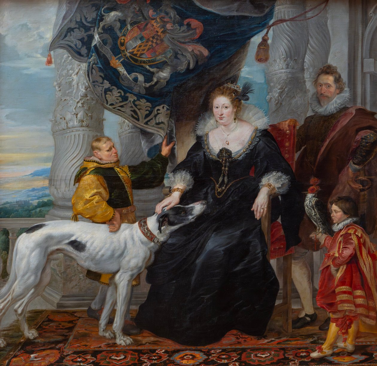 Dvojportrét Alethey Talbotové (1585–1654), hraběnky z Arundelu, a sira Dudleyho Carletona (1573–1632) se dvěma sluhy od Peter Paul Rubens