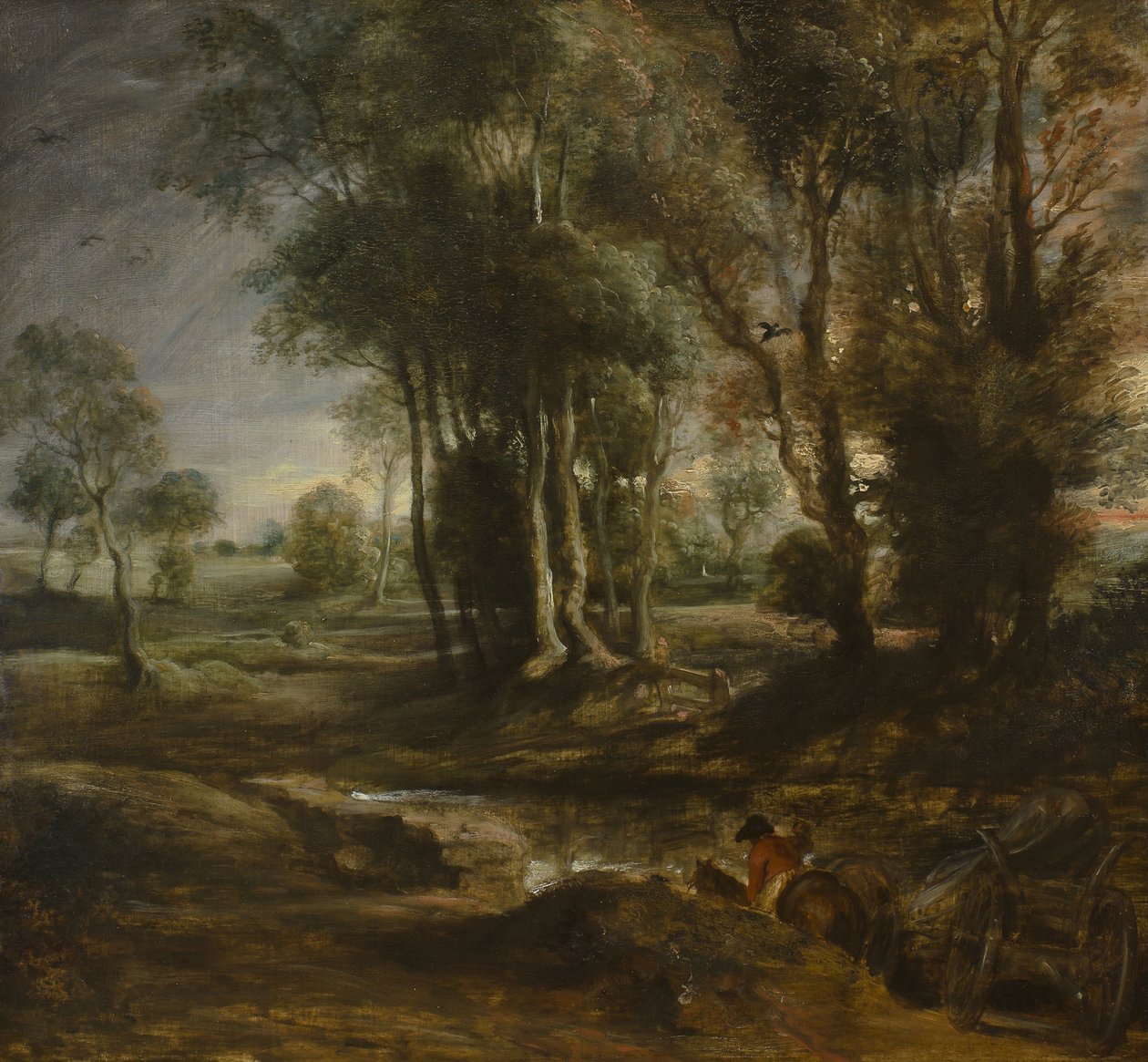 Večerní krajina s povozem dřeva, 1630-1640 od Peter Paul Rubens