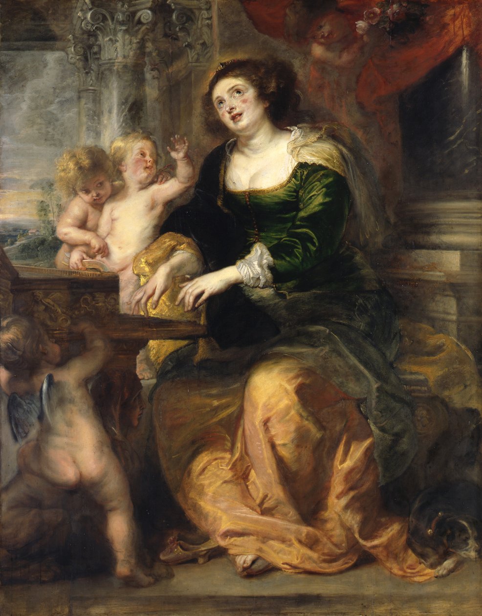 Německy: Die Heilige Cäcilie Svatá Cecílie hrající pannu od Peter Paul Rubens
