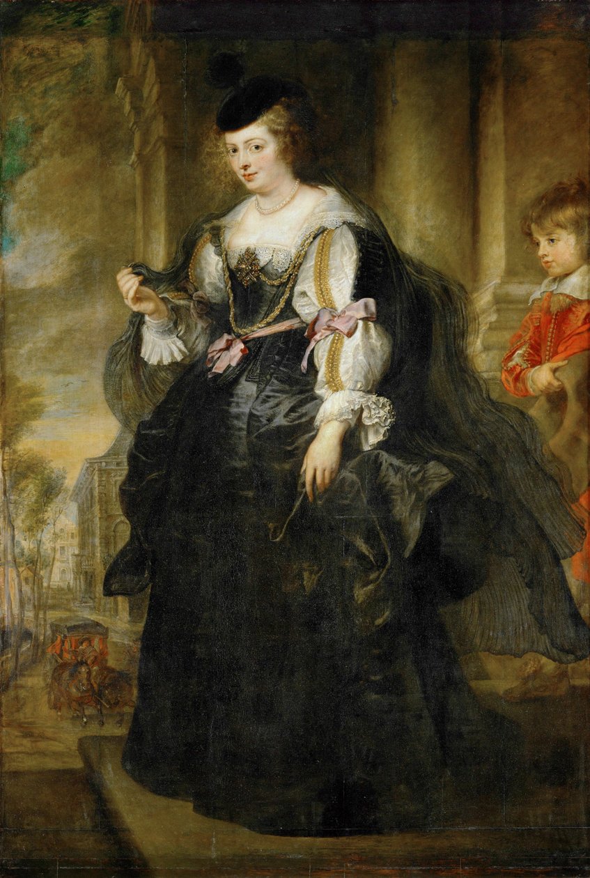 Helene Fourment s kočárem (malba na dřevě) od Peter Paul Rubens