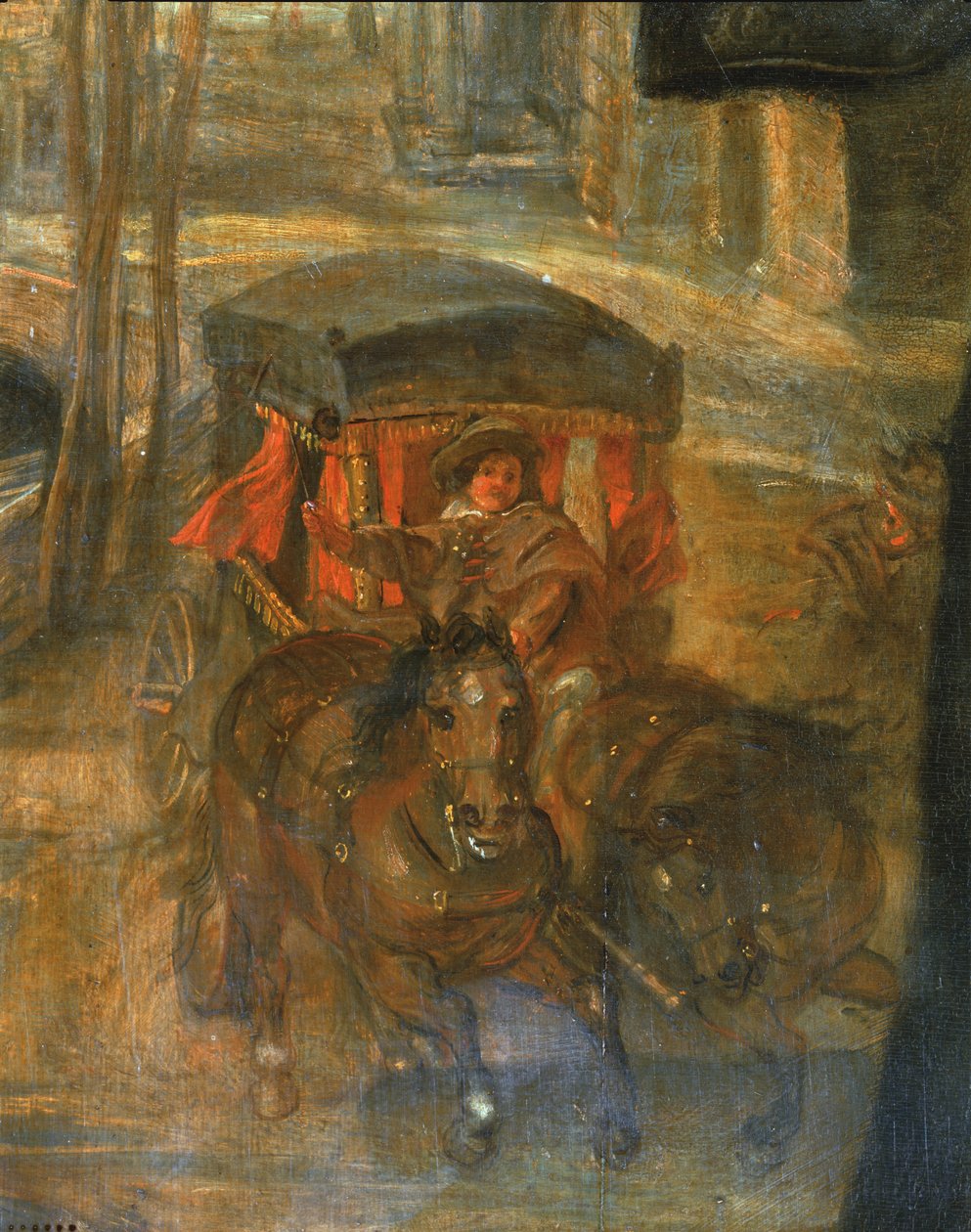 Helene Fourment s kočárem (malba na dřevě) od Peter Paul Rubens