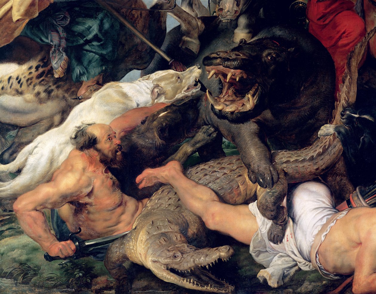 Hon na hrocha a krokodýla, kolem 1615-16 (detail) (viz také 156517) od Peter Paul Rubens