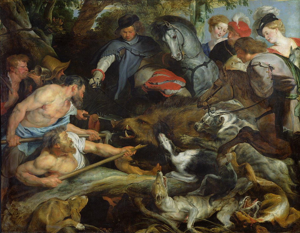 Lov na divoké prase, kolem 1615-16 od Peter Paul Rubens