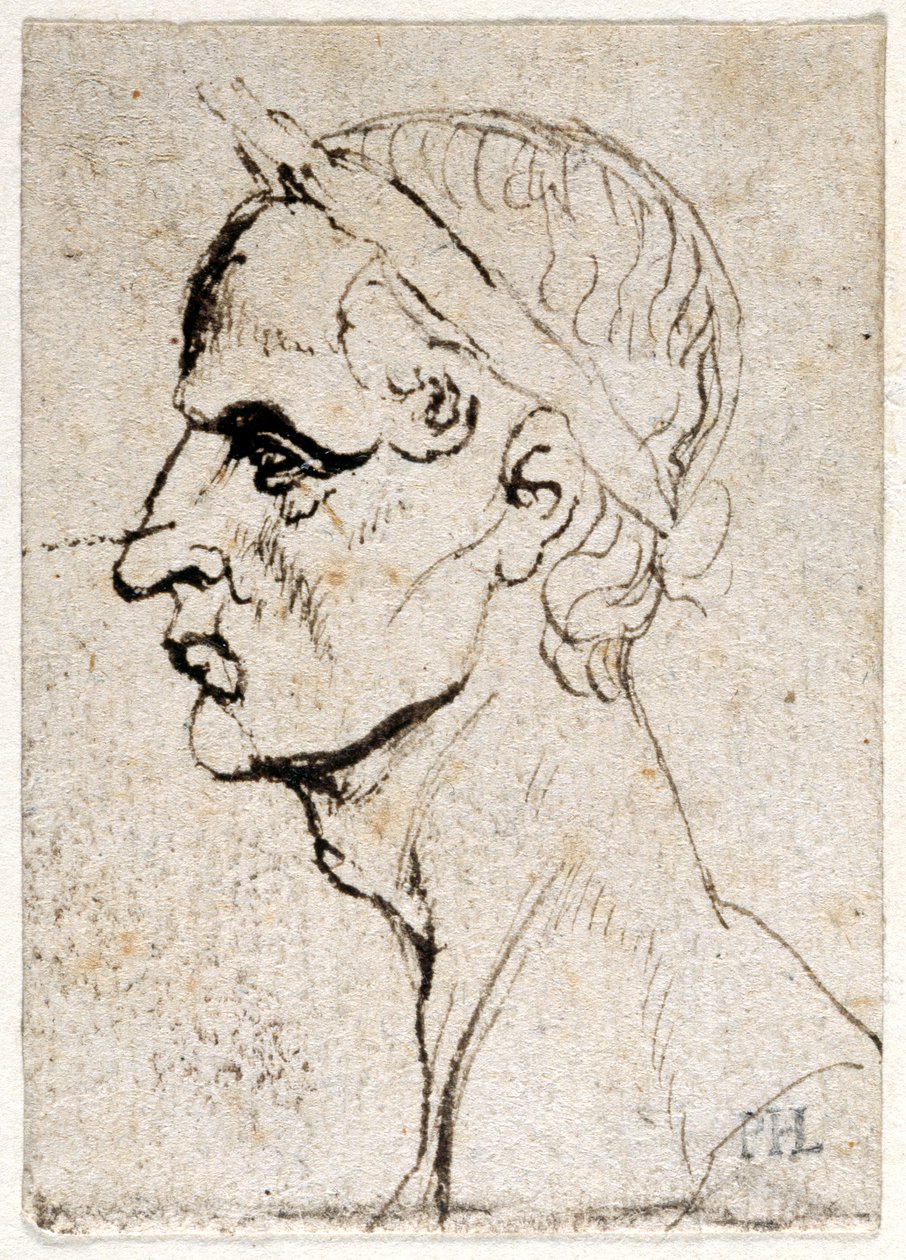 Julius Caesar, z deseti kreseb osmi z prvních dvanácti Caesarů, po medailích Giovanniho da Cavina (pero a inkoust na papíře) od Peter Paul Rubens