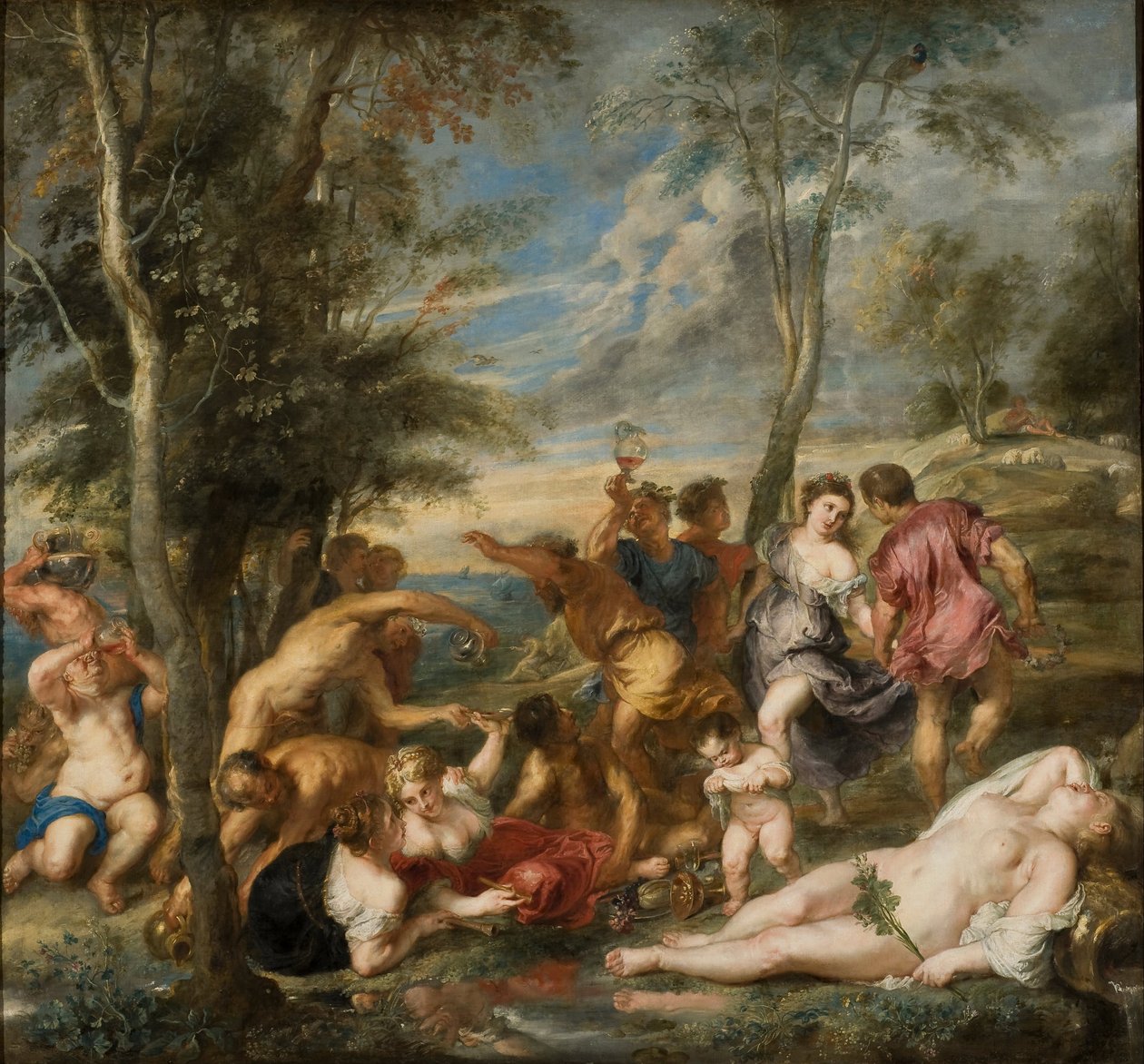 La Bacchanale des Andriens (et Ariane endormie) - Bakchanal of the Andrians - Rubens, Pieter Paul (1577-1640) - 30. léta 17. století - Olej na plátně - 200x215 - Nationalmuseum Stockholm od Peter Paul Rubens