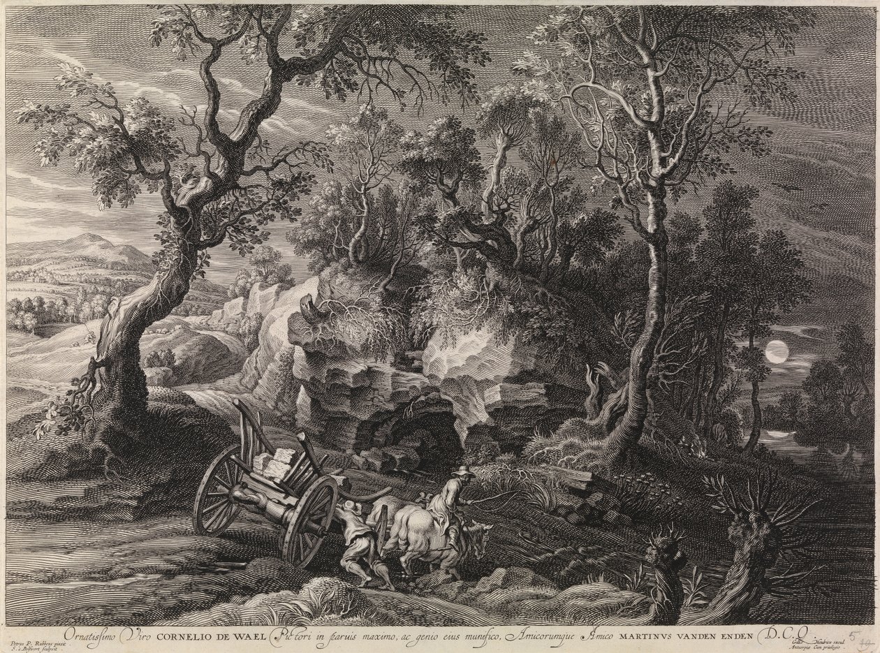 Krajina se zaseknutým vozem (rytina) od Peter Paul Rubens