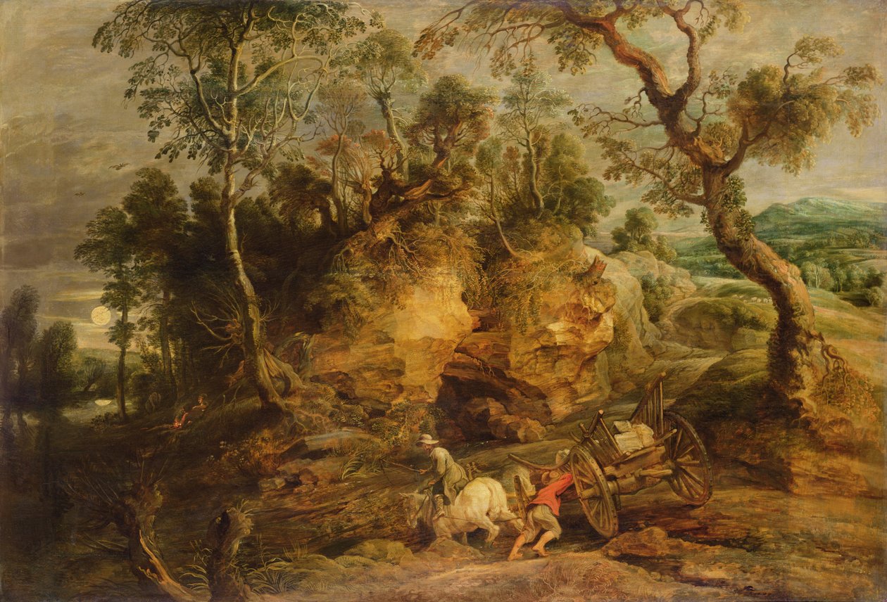 Krajina s kamennými nosiči, cca 1620 (olej na plátně přenesený z panelu) od Peter Paul Rubens