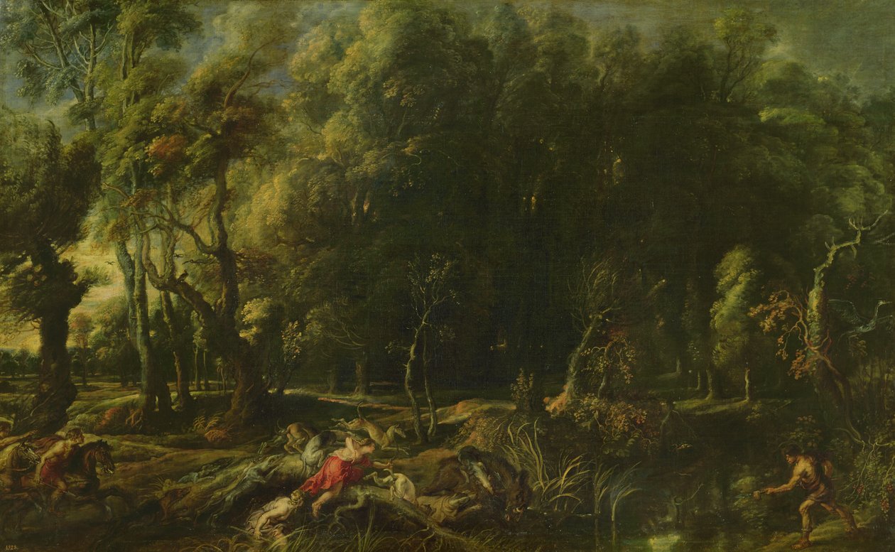 Krajina s lovem kalydonského kance, předtím od Peter Paul Rubens