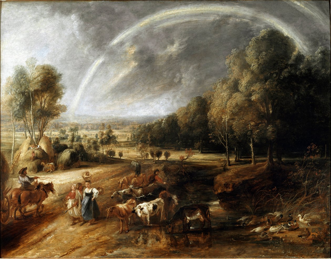 Krajina s duhovým obrazem od Petera Paula (Pierre-Paul) Rubense (nebo Petra Pavla nebo Petruse Pauluse) (1577-1640) kolem 1638 Rozm. 94x123 cm Alte Pinakothek, Bayerische Staatsgemaeldesammlungen, Mnichov, Německo od Peter Paul Rubens