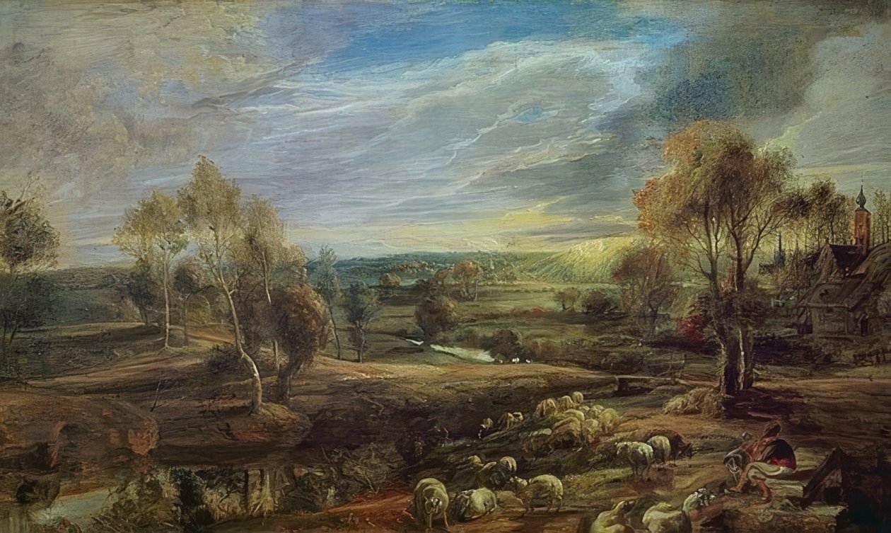 Krajina s pastýřem a jeho stádem. Kolem roku 1638 od Peter Paul Rubens