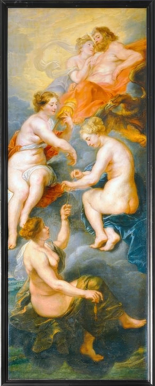Osudy spřádající osud královny Marie Medicejské od Peter Paul Rubens