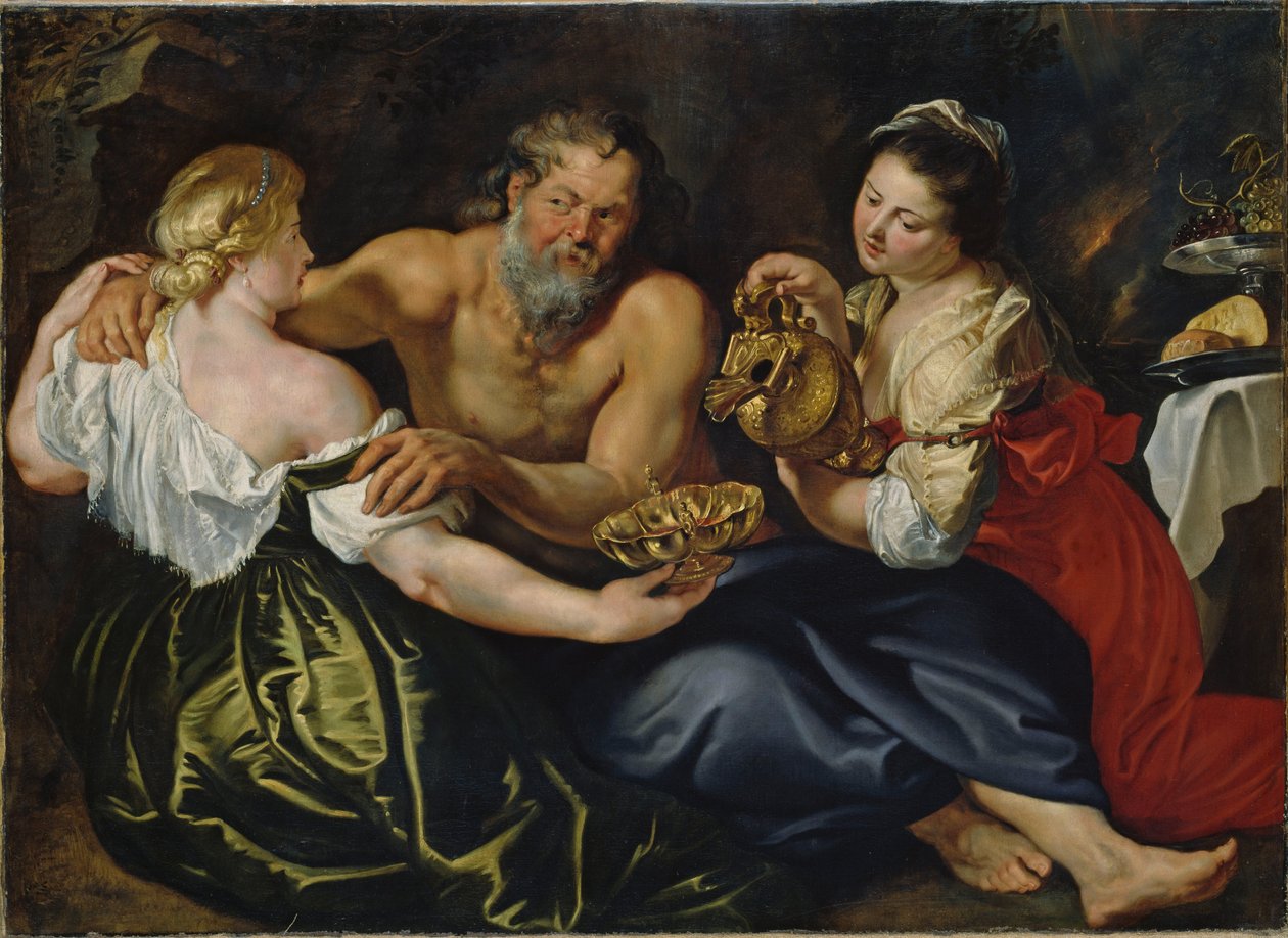 Lot a jeho dcery ve skalní jeskyni od Peter Paul Rubens