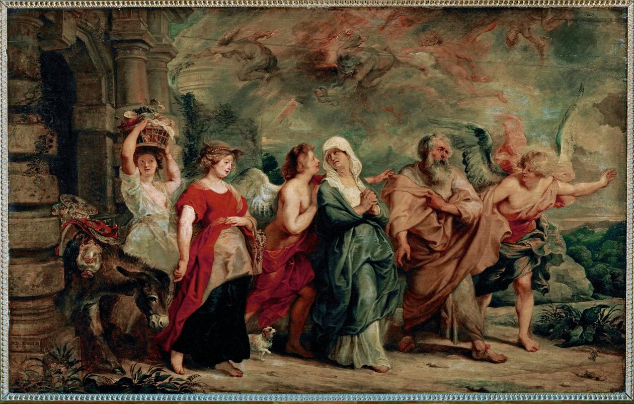 Lot a jeho rodina opouštějí Sodomu od Peter Paul Rubens