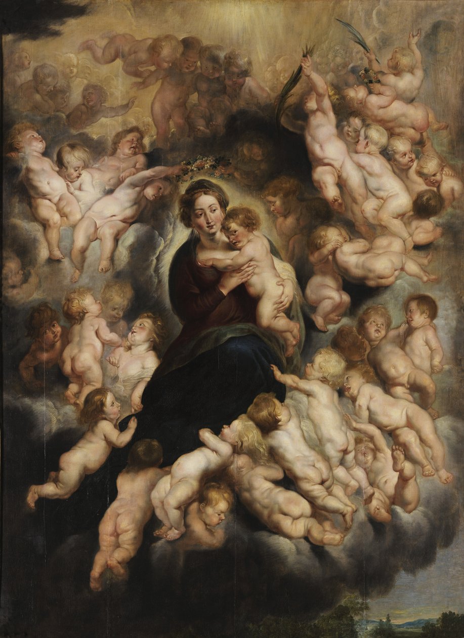 Maria s dítětem ve věnci andělů od Peter Paul Rubens