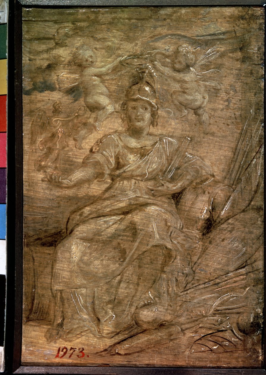 Marie de Medici (1575-1642) v Pallas Athena (Marie de Medici jako Pallas Athena). Peinture de Pierre Paul (Pierre-Paul) Rubens (ou Peter Paul nebo Petrus Paulus) (1577-1640). Olej na dřevě, 22,5 x 15 cm od Peter Paul Rubens