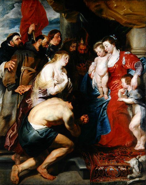 Marie s Ježíšem a Janem (olej na plátně na dubové desce) od Peter Paul Rubens