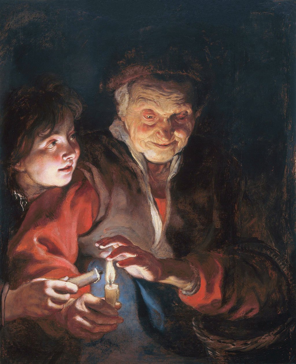 Stařena a chlapec se svíčkami od Peter Paul Rubens