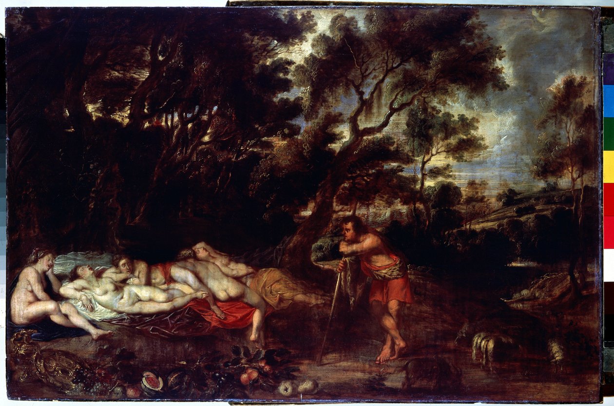 Krajina s Cimonem a Ifigenií (Krajina s Cymonem a Ifigenií). Obraz Peter Paul (Pierre-Paul) Rubens (nebo Peter Paul nebo Petrus Paulus) (1577-1640). Olej na dřevě, 49 x 73 cm. Vlámské umění, barokní umění. Muzeum Ermitáž, Petrohrad. od Peter Paul Rubens