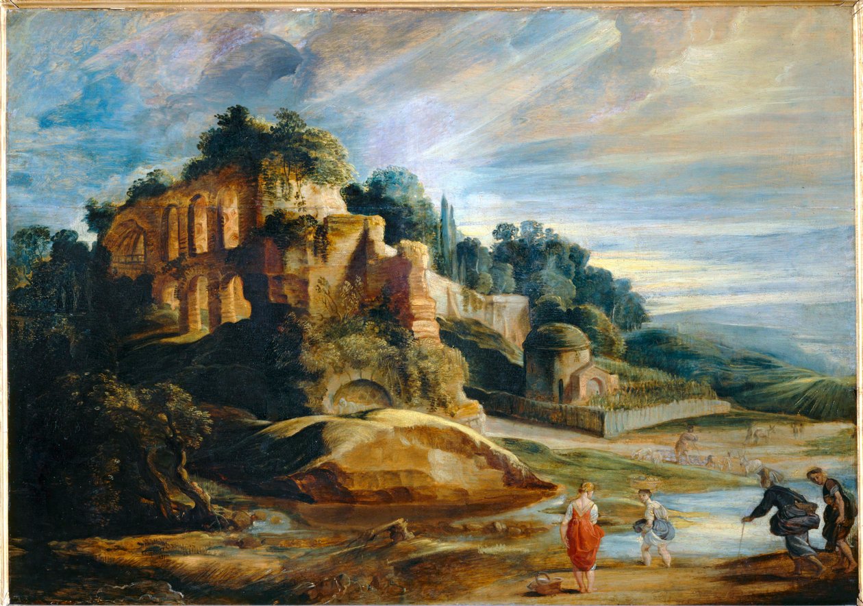 Krajina se zříceninou hory Palatin v Římě (malba na dřevě) od Peter Paul Rubens