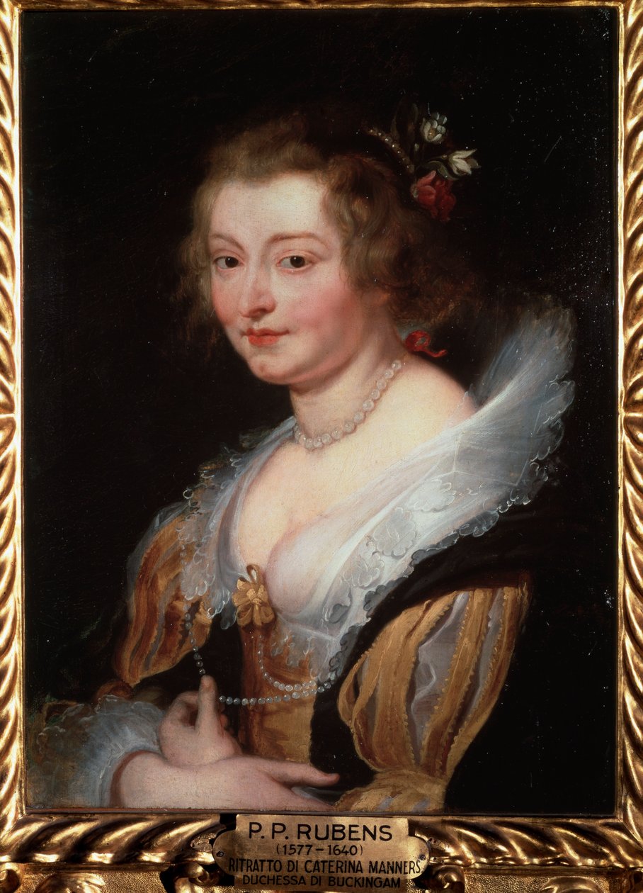 Portrét Catherine Manners, vévodkyně z Buckinghamu - olej na panelu, cca 1625-1629 od Peter Paul Rubens