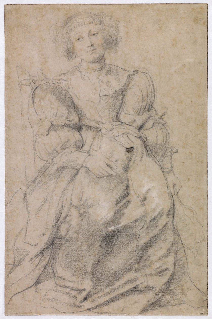 "Portrét Helene Fourment (1614-1673)" (Portrét Helene Fourment), asi 1630-1631 (sangvinik) od Peter Paul Rubens