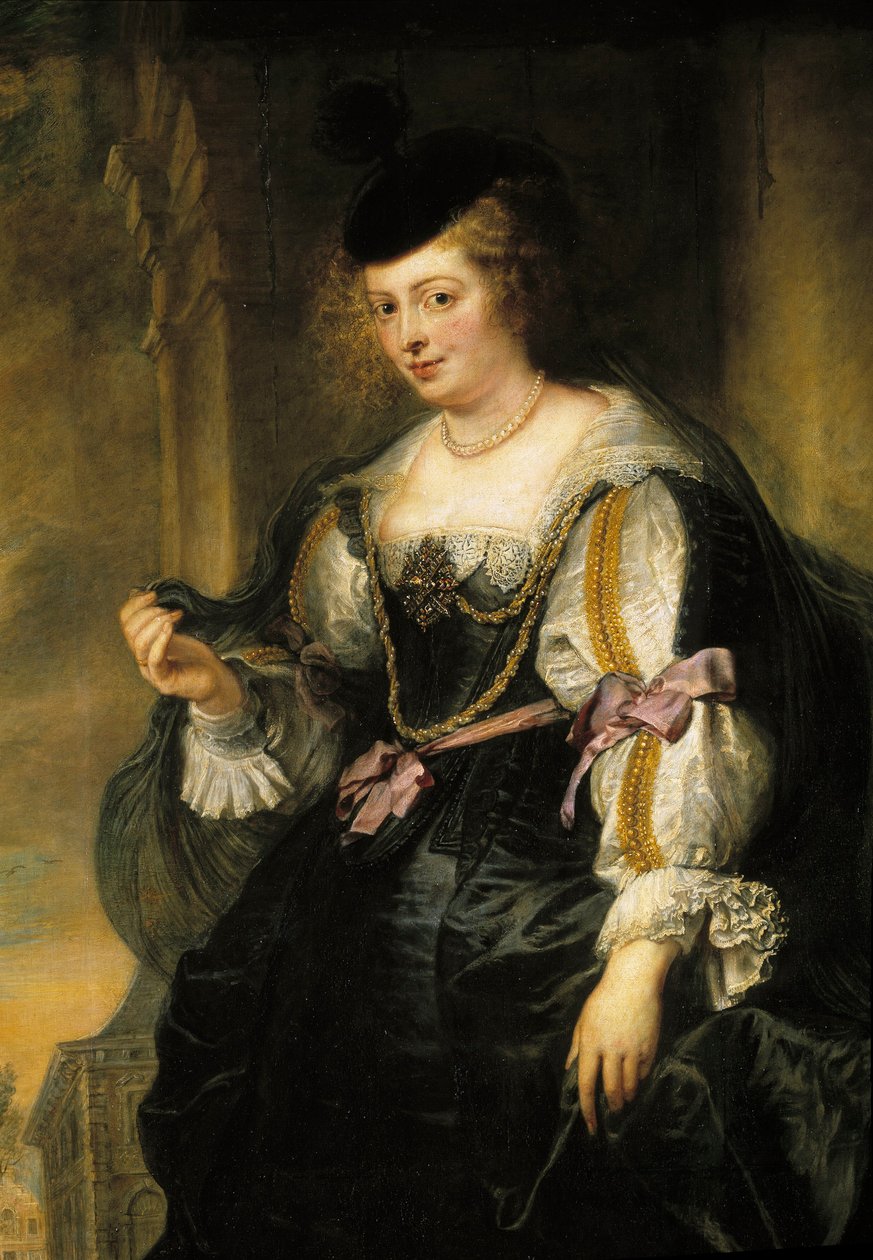 Portrét Helene Fourmentové na kočáru. Helene Fourment (1614-1673), druhá manželka malíře Detail. Obraz Pierre Paul (Pierre-Paul) Rubens (nebo Peter Paul nebo Petrus Paulus) (1577-1640) od Peter Paul Rubens