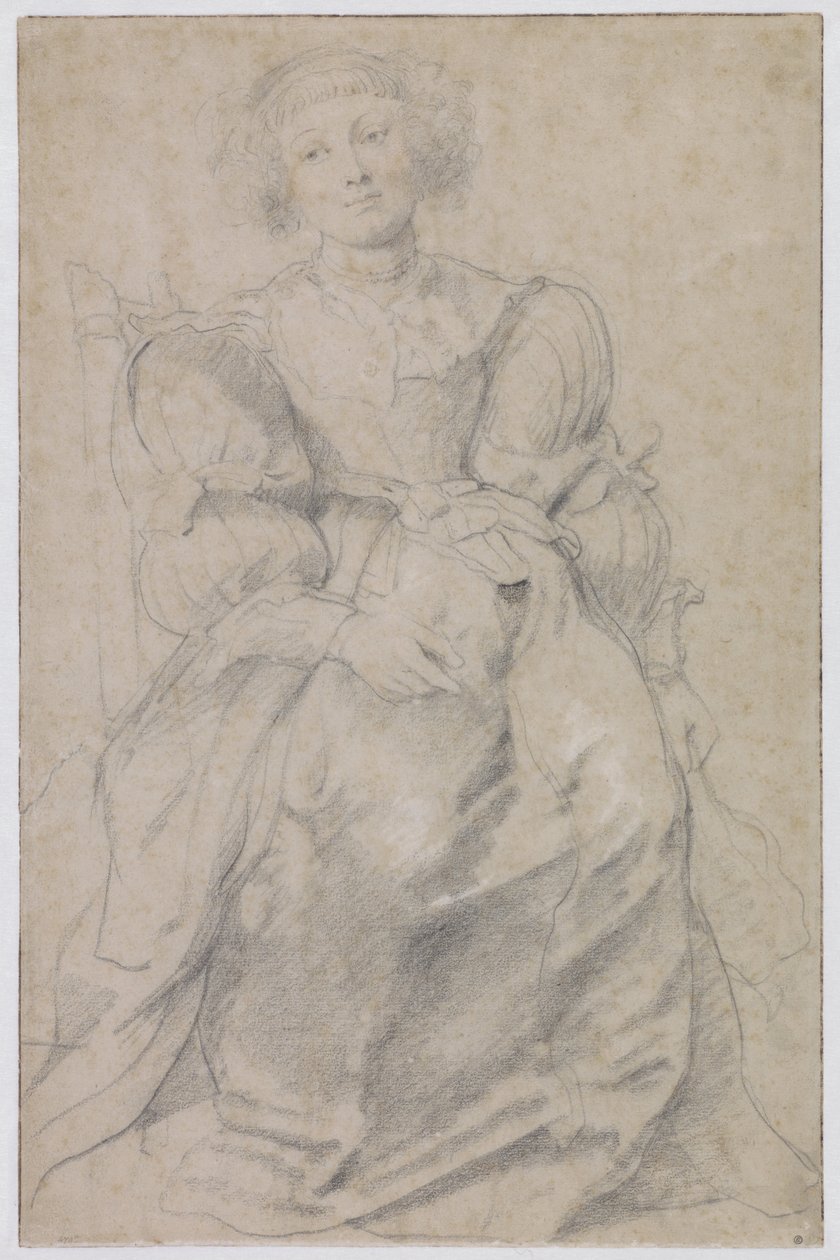 Portrét Hélène Fourmentové, asi 1630-31 (černá a červená křída, zvýrazněno bílou barvou) od Peter Paul Rubens