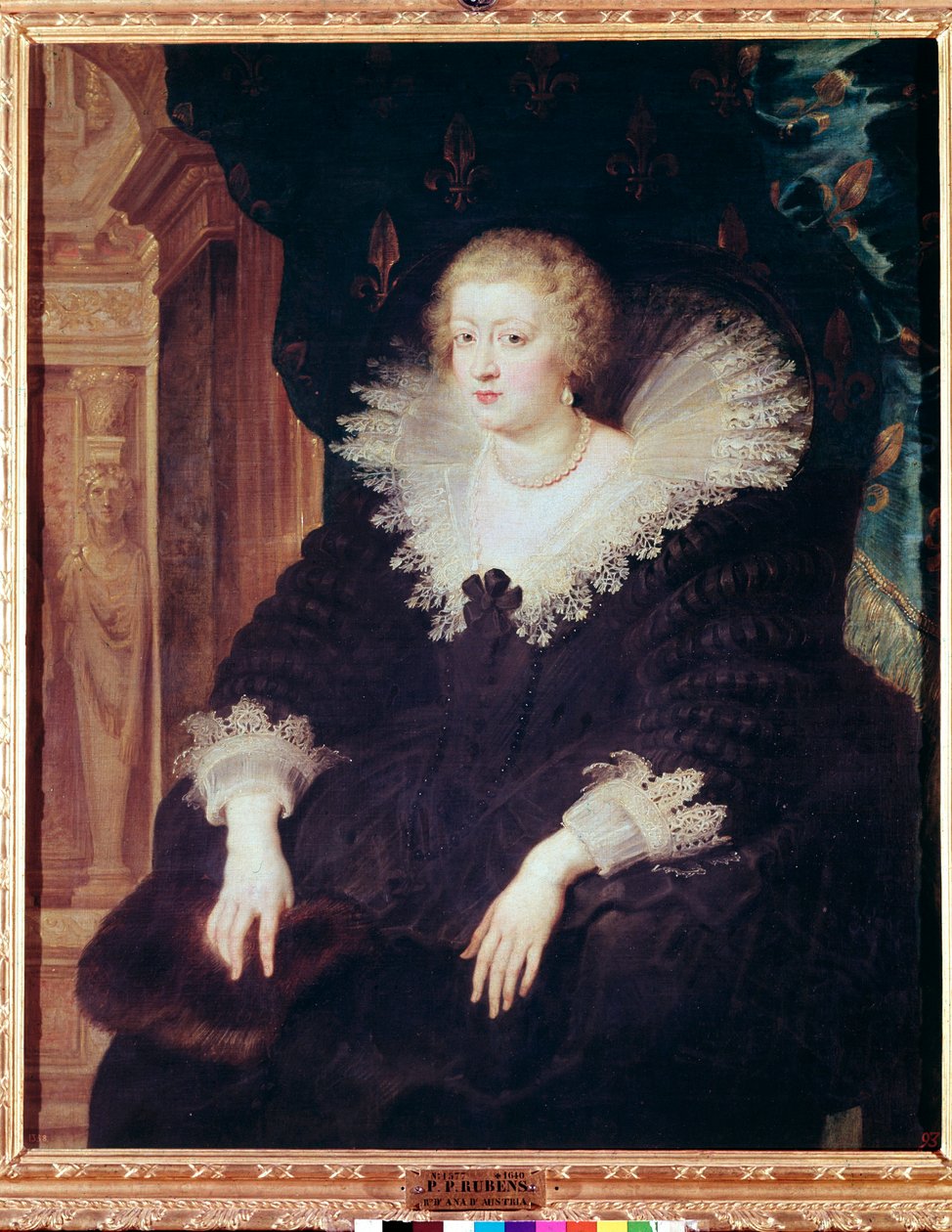 Portrét francouzské královny Anny Rakouské (olej na plátně od Peter Paul Rubens