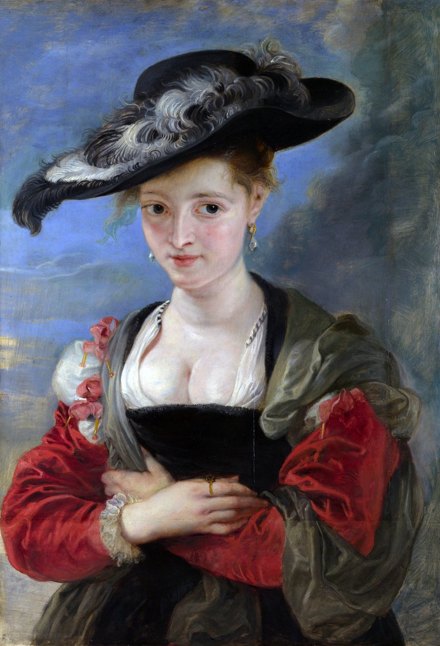 Portrét Susanny Lunden (?) (Slámový klobouk) cca 1622-5 (olej na panelu) od Peter Paul Rubens
