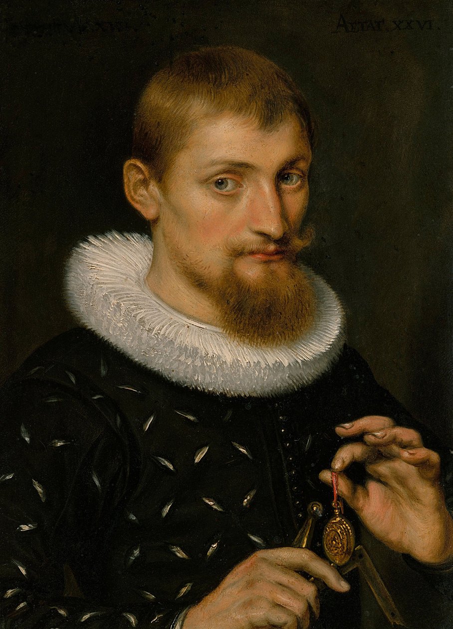 Portrét muže, možná architekta nebo geografa, 1597 (olej na mědi) od Peter Paul Rubens