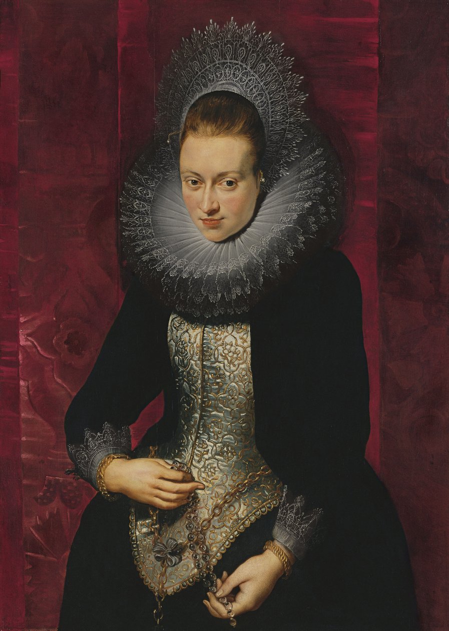 Portrét mladé ženy s růžencem od Peter Paul Rubens