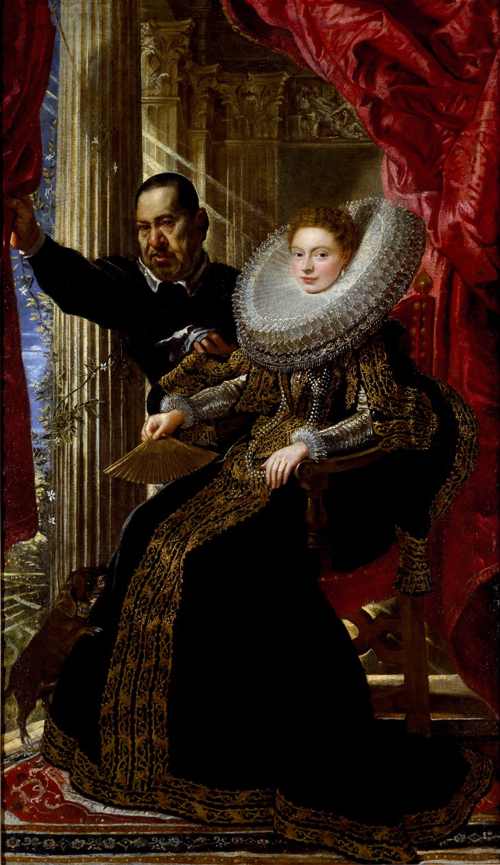 Portrét mladé aristokratky s trpaslíkem (olej na plátně od Peter Paul Rubens