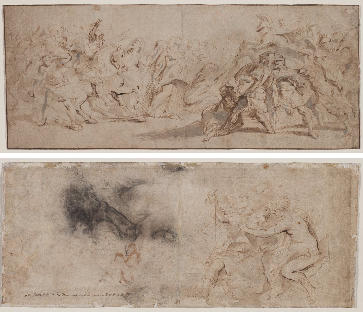 Smíření Římanů a Sabinek (recto) Venuše odzbrojující Mars, studie drapérie (verso) od Peter Paul Rubens