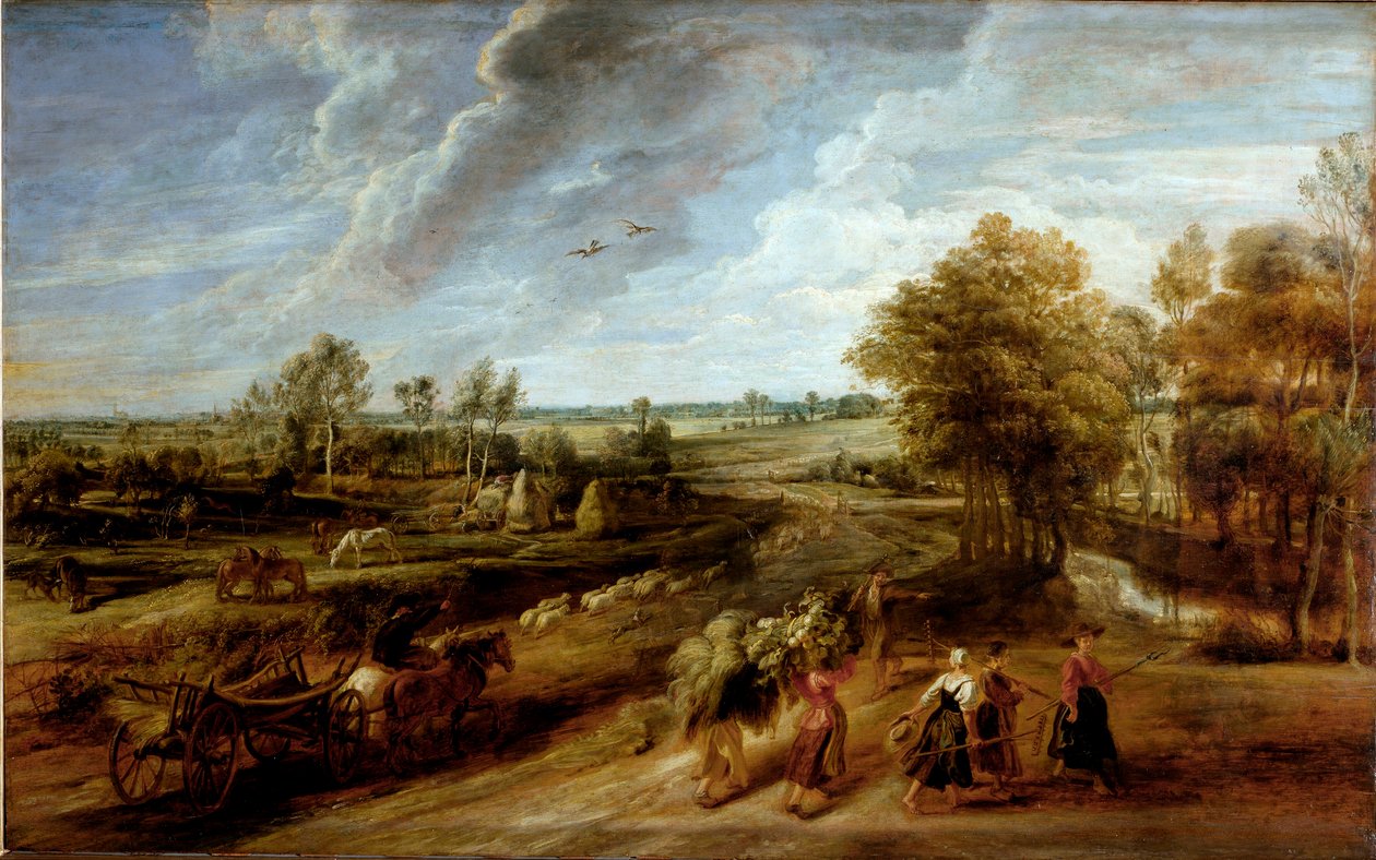 Návrat rolníků po pracovním dni na polích (olej na plátně od Peter Paul Rubens