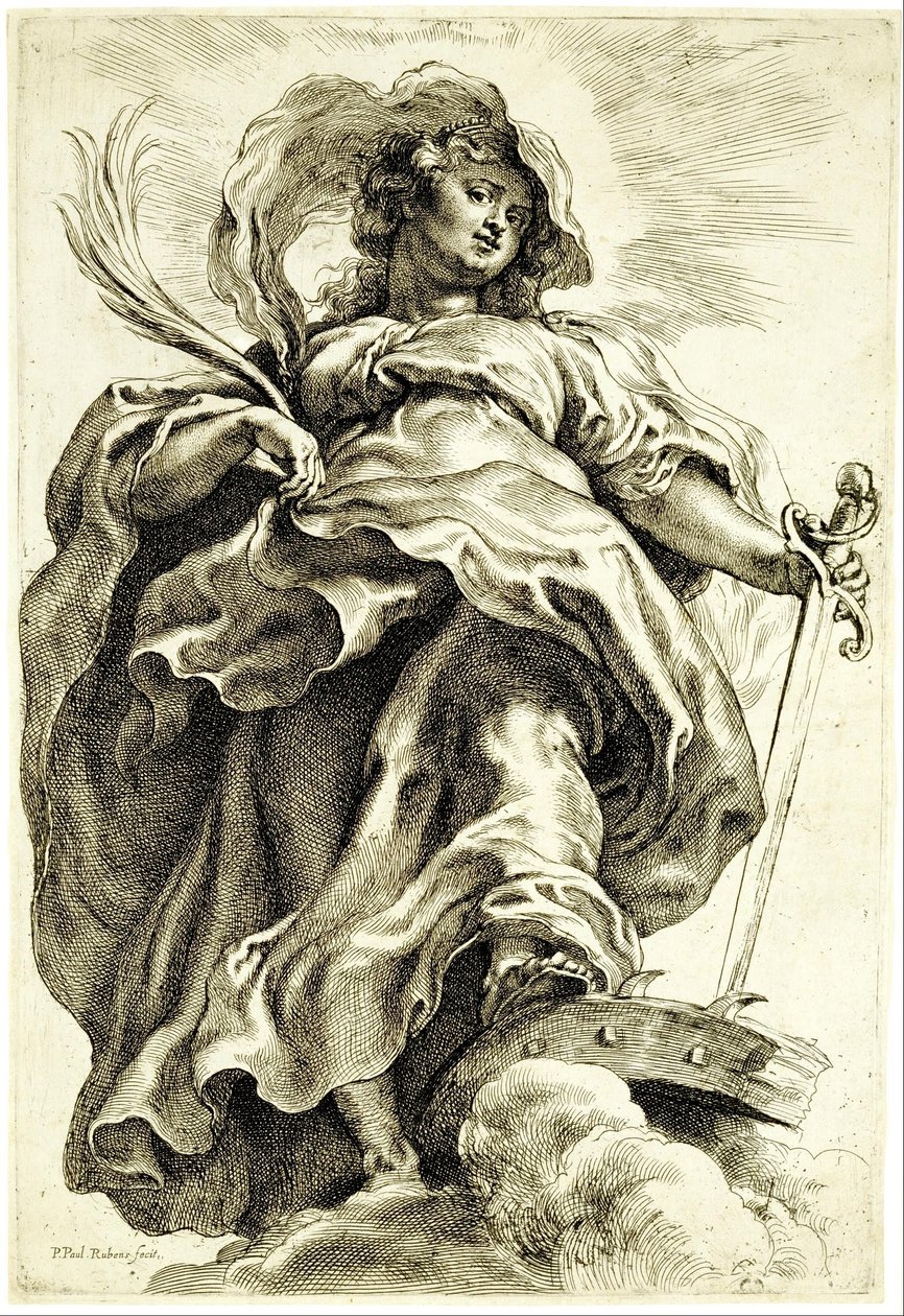 Svatá Kateřina Alexandrijská v oblacích od Peter Paul Rubens