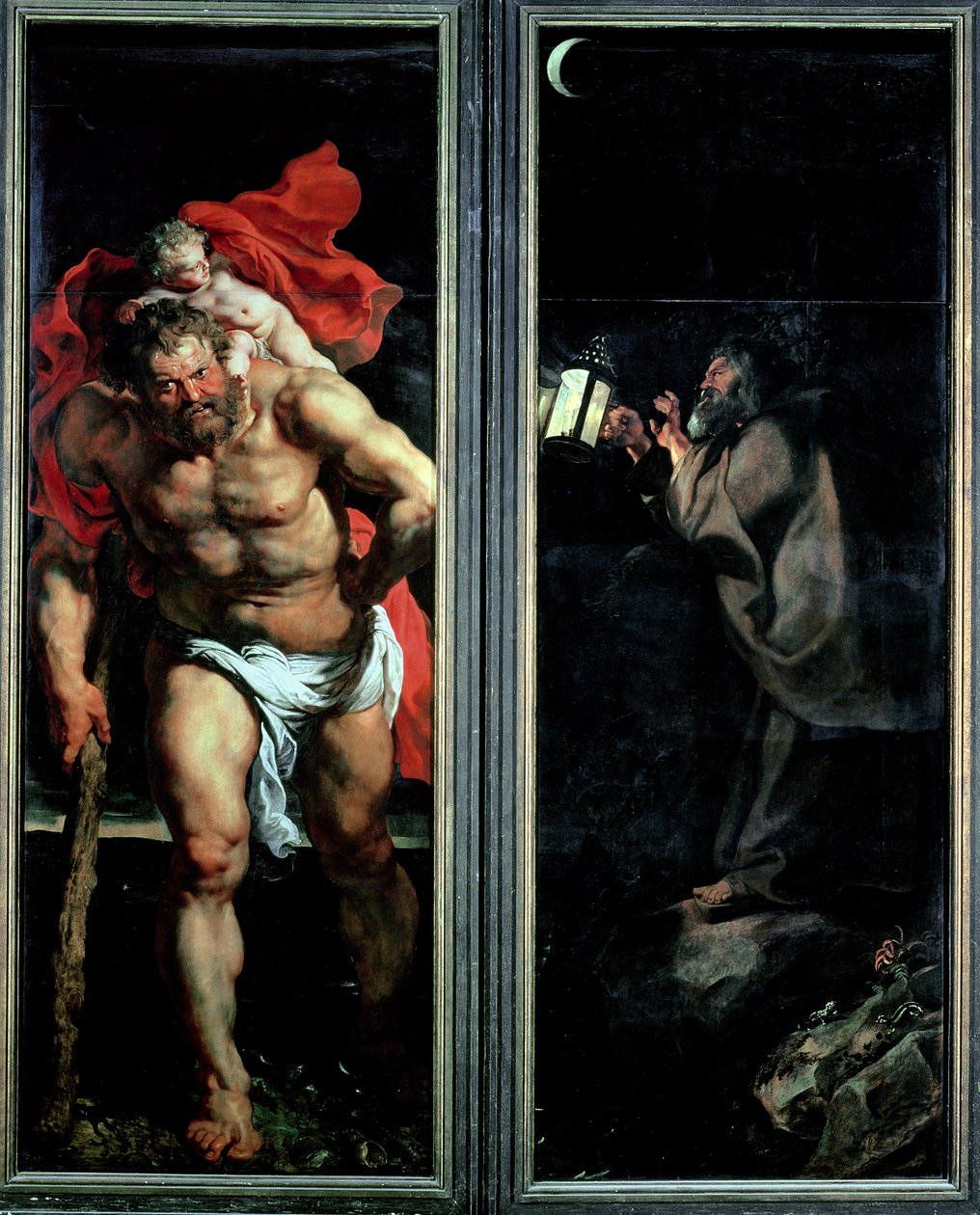 Svatý Kryštof a poustevník, venkovní okenice triptychu Sestup z kříže, 1611-14 od Peter Paul Rubens