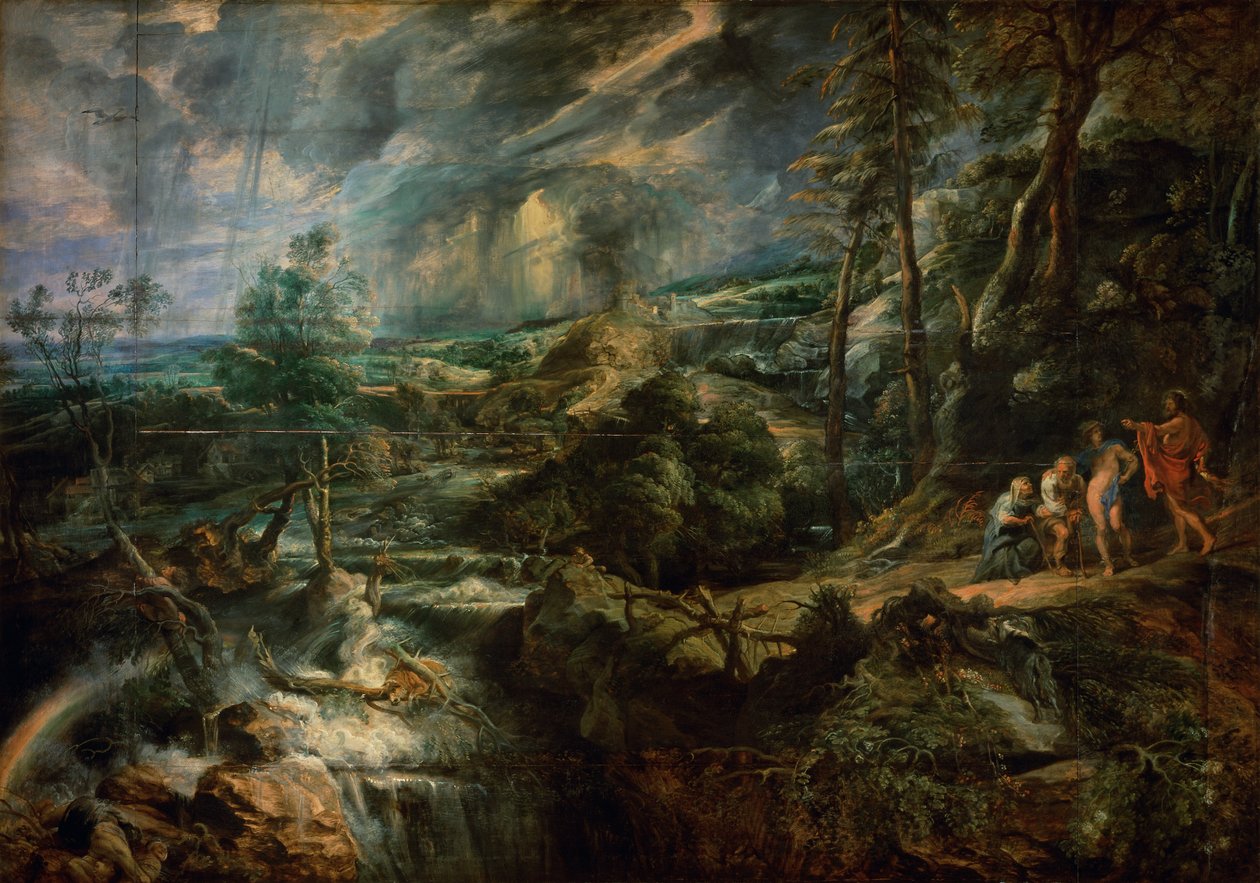 Bouřlivá krajina s Philemonem a Baucis od Peter Paul Rubens