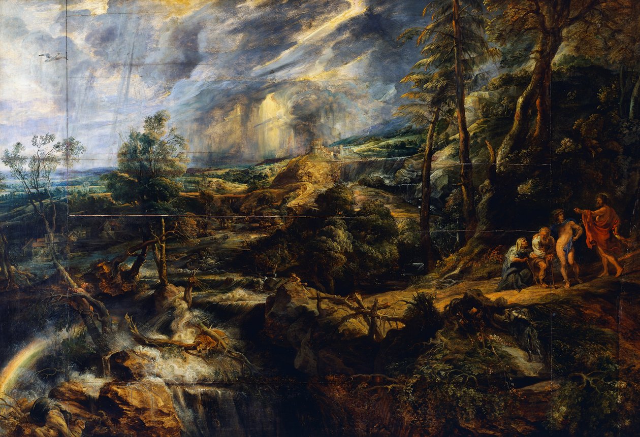 Bouřlivá krajina, cca 1625 (olej na panelu) od Peter Paul Rubens