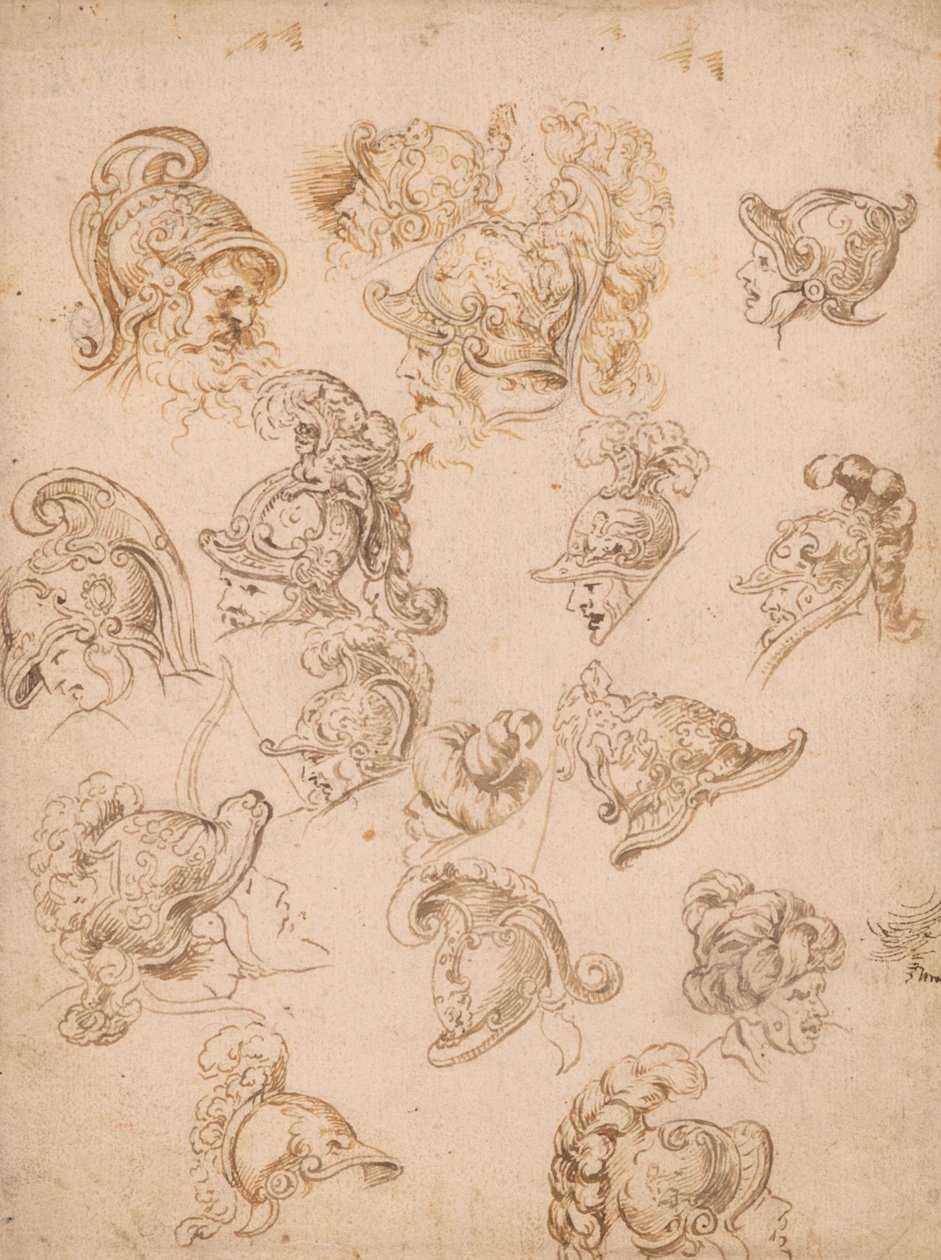 Studijní list s přilbami a hlavami od Peter Paul Rubens